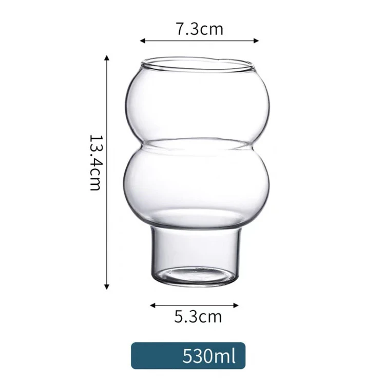 56H New high borosilicate glass gourd shape single tier transparent lemon juice cola glass