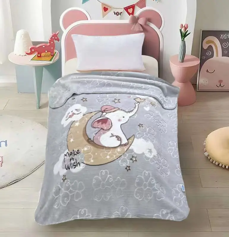 Solid Quilted Sherpa Fleece Thick Comforted Animal Printed Baby Blanket