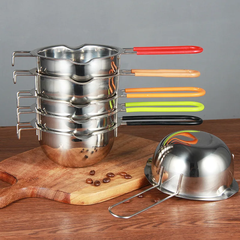 stainless steel chocolate melter pot mini size chocolate butter milk melting pot for melting wax bowl warmer 400ml