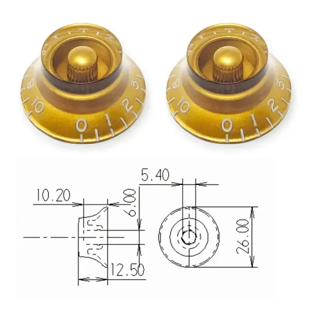 Gold PlasticTop Hat Bell Style Guitar Bass Top Hat Bell Speed Knobs for LP Electric Guitar Replacement Parts