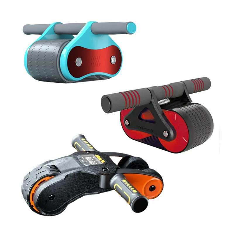 JW High Quality GYM Built-in Braking System Automatic Rebound Double Wheel Abdominal Fitness Wheel