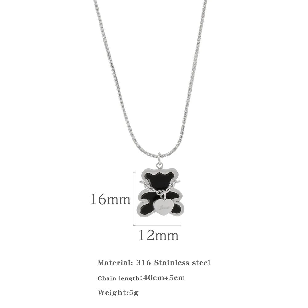 Hongtong Bear Heart Cute Delicate Stainless Steel Wholesale Fashion Women  Jewelry Pendant Necklaces