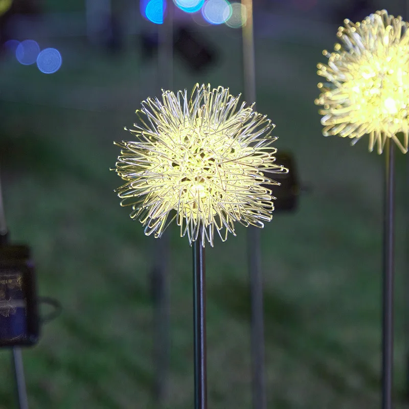 Solar Dandelion Lights Ip65 Waterproof Outdoor Courtyard Decoration Led Solar Dandelion Flower Ball Garden Light