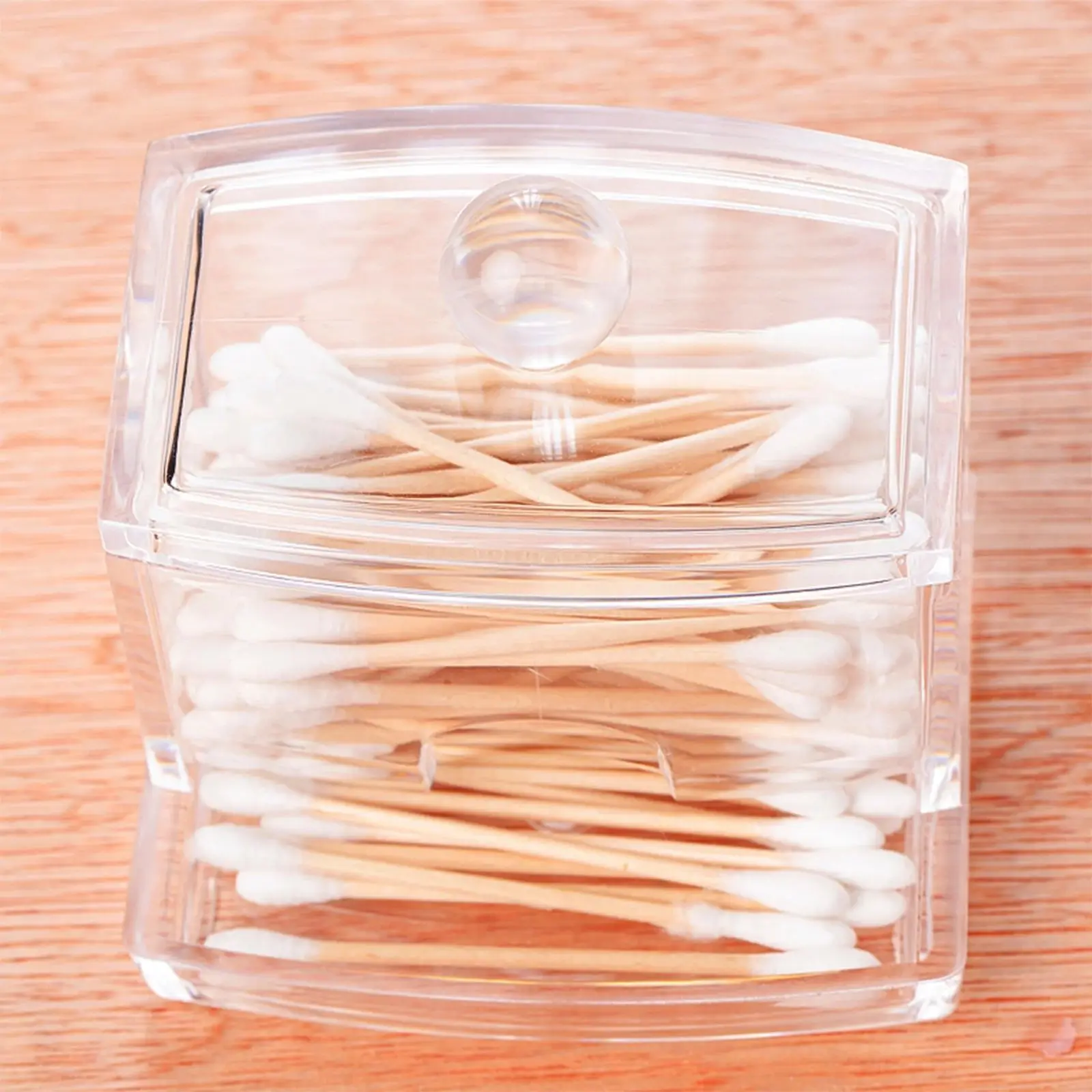Acrylic Makeup Organizer Cotton Swabs Container Cosmetic Makeup Cotton Pad Organizer Storage Box
