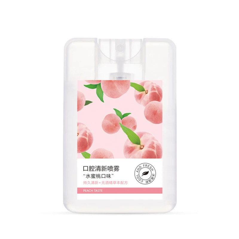 
Private Label 15ml Peach Flavor Oral spray, Oral Care Portable Peach Mouth Breath Freshener Spray For Bad Breath 