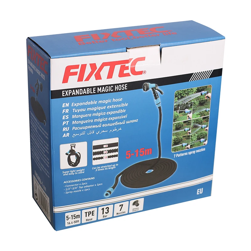 FIXTEC расширяемый садовый шланг легкий водяной с разъемом для шланга 1/2-3/4 дюймов газона/сада/автомойки