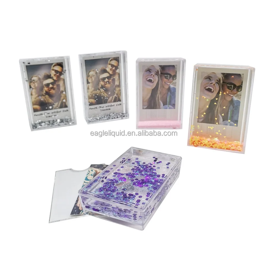 2X3 Inch Sequins  Liquid Glitter Quicksand Tabletop Acrylic Photo Stand for Fujifilm Instax Mini Film Picture Frame