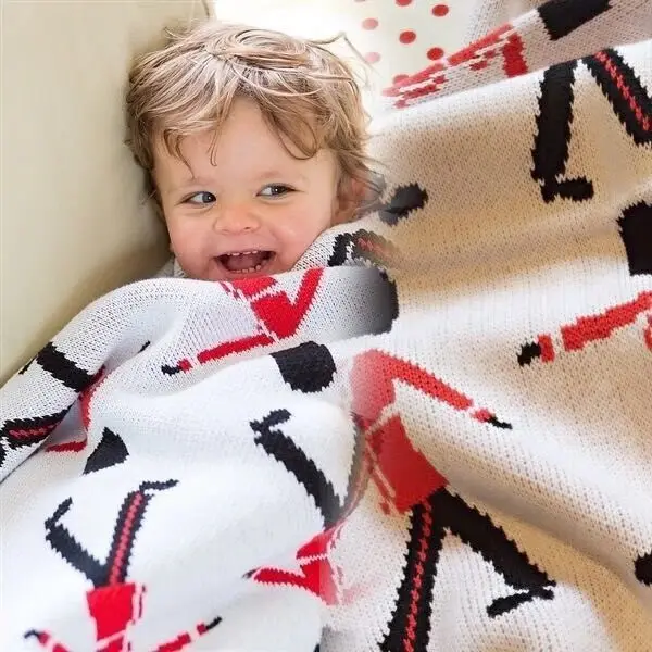 Wholesale Custom 100% Cotton Knitted Baby Swaddle Receiving Blanket Stroller Cover