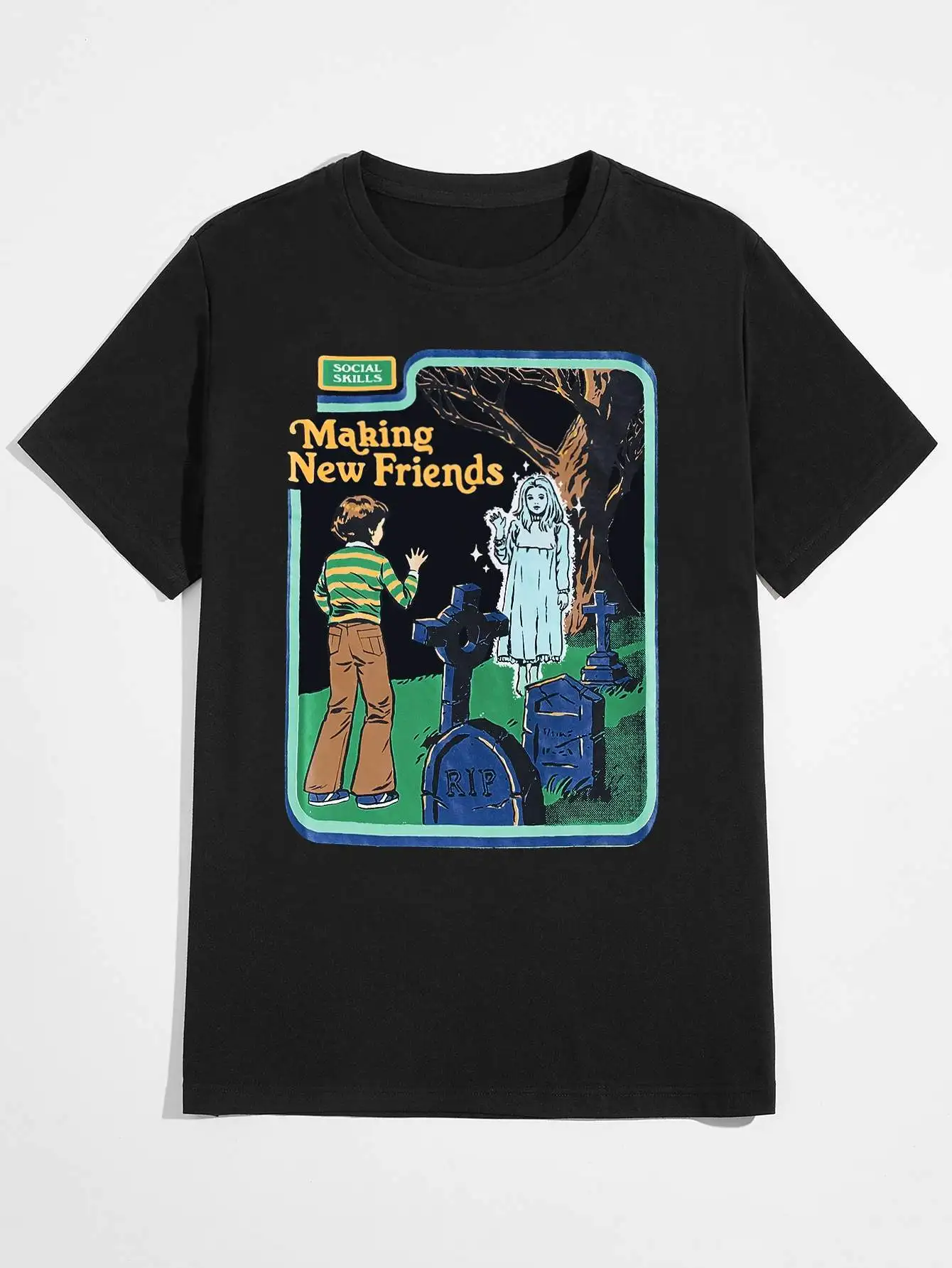 custom guys letter figure graphic tee regular fit ground slight stretch printing t shirt