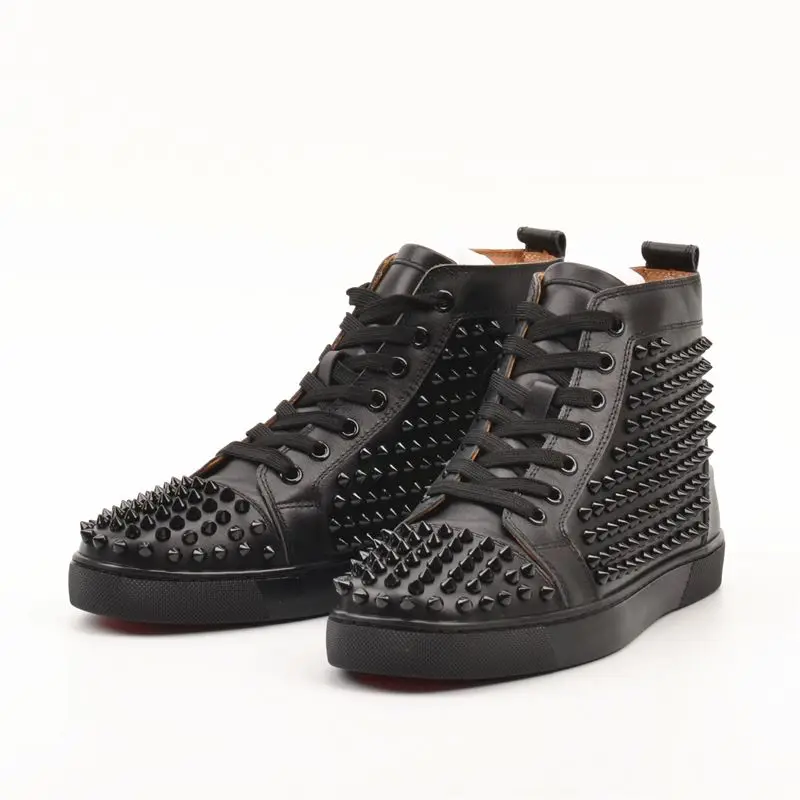 1:1 Quality Hightop Famous Brand Black Red Bottoms Mens Unisex Designer Red Bottom Sneakers Shoes Women With Spikes Rivet