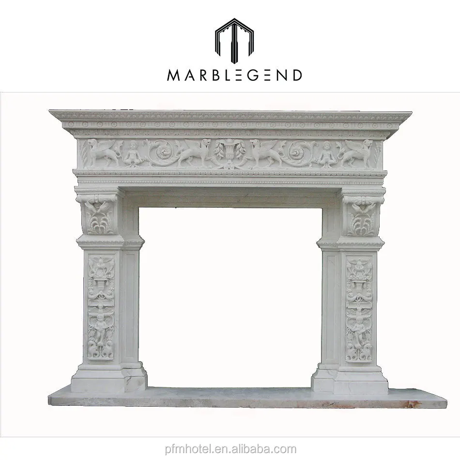 PFM Indoor Used Hand Carved marble fireplaces mantel