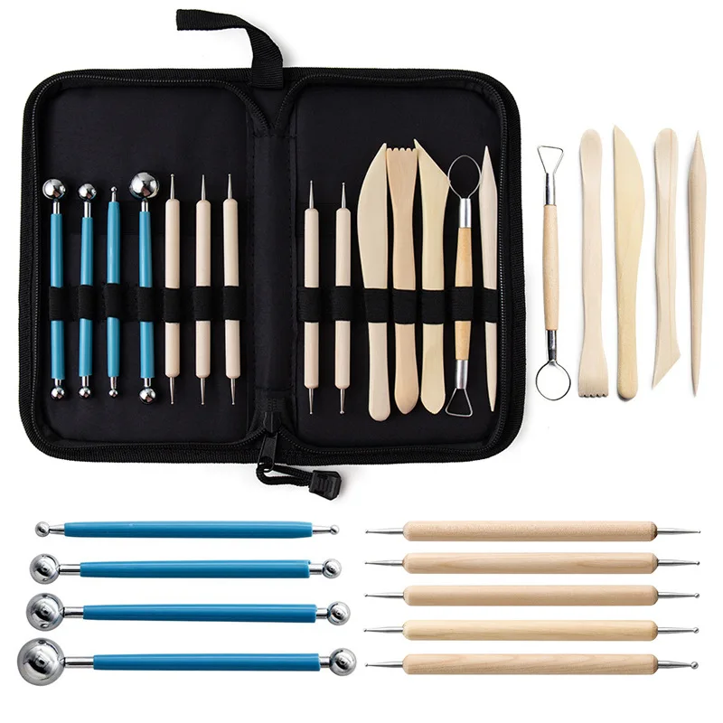 ceramic tools 14-piece set, clay clay-plastic materials, carving knives, balls, sticks, wave points, drill pens, clay tools