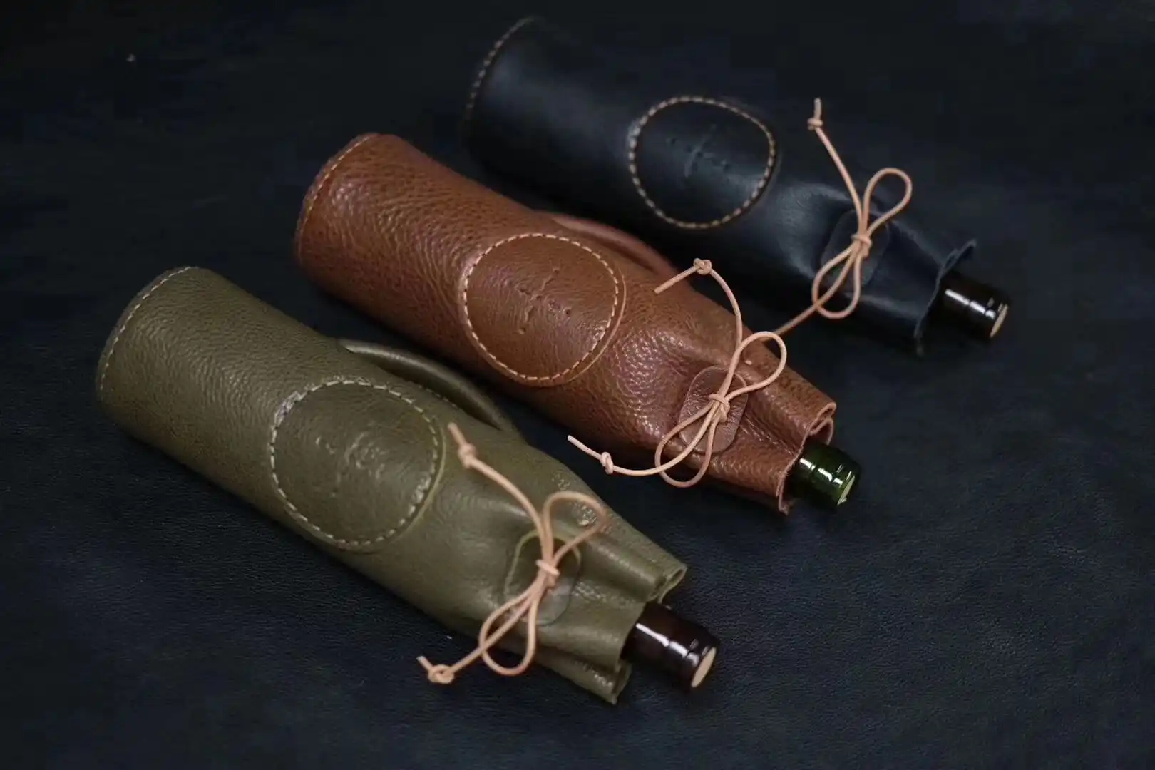 Vintage wine holder genuine leather bottle holder custom wine gift bags