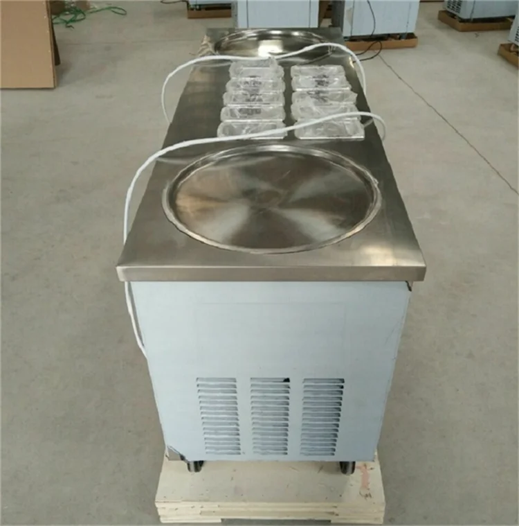 R410A компрессор 110 В/220 В, экспорт, двойная сковорода с 10 резервуарами, машина для приготовления мороженого