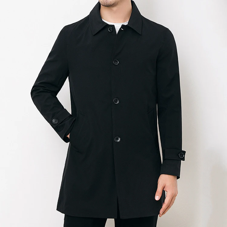 Оптовая продажа, осенняя Классическая Длинная ветровка, мужская куртка с отложным воротником, тонкая мужская ветровка