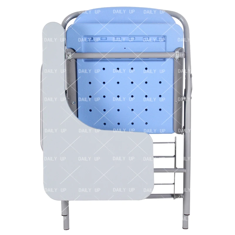 Office Conference Room Chair Upholstered PU Seat Chair with Wooden Writing Board Folding Cushion Chair