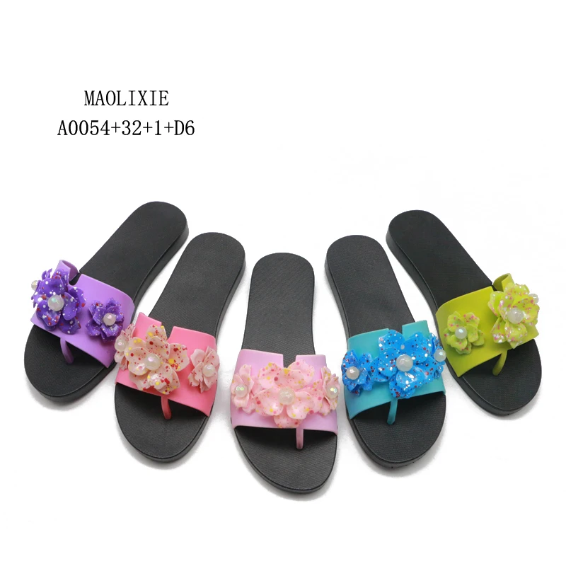 Wholesale summer beach hawai chappal Ladies Flower Sandals casual comfort women Flip Flops Slippers