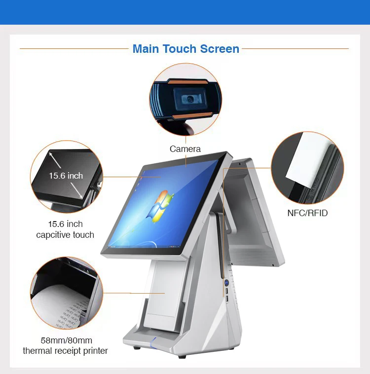 All In One Hardware Computer Restaurant Point Of Sale Touch Screen Cash Register Android Pos System