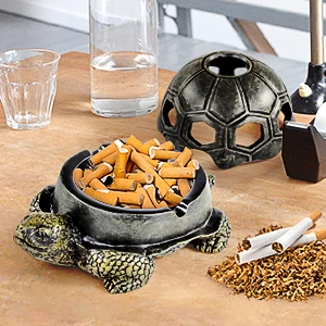 Turtle Ashtrays for Cigarettes Ash Tray with Lid for Home and Outdoor Office Garden Porch Decor Gift Cigar Ashtray