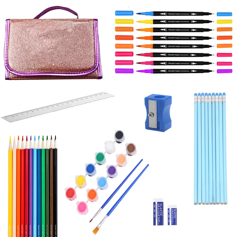 2024 School Office Supplies kids stationery set eraser pencil ballpoint pen backpack School stationery kits