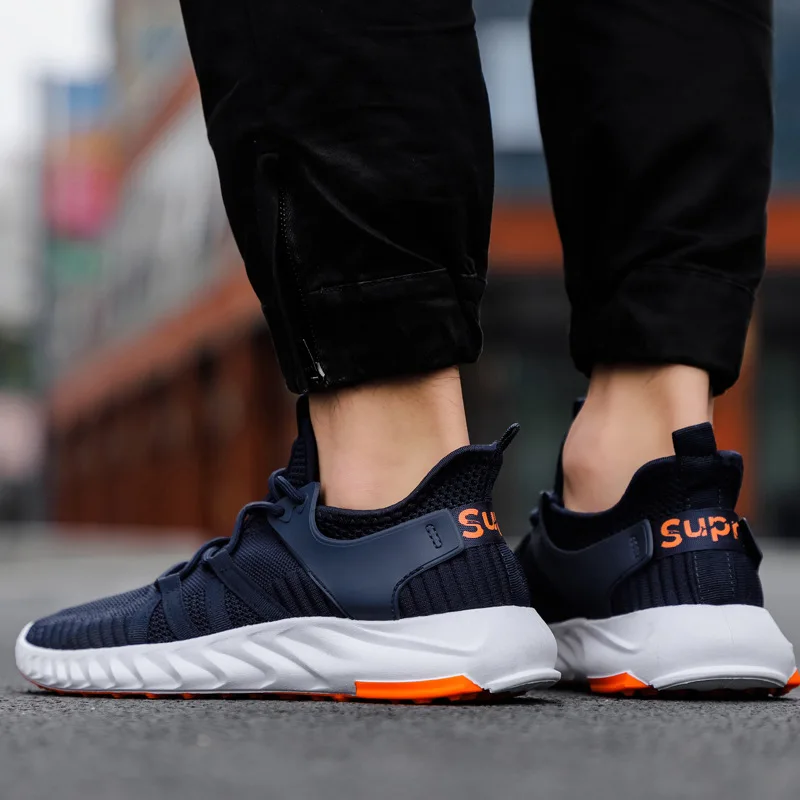 
Custom logo knit woven white fashion sport shoes men sneakers stocklot 