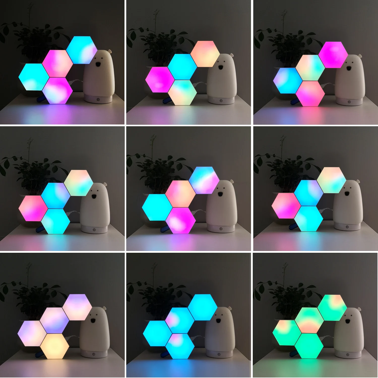 Gaming Room Lighting Decoration Aurora Effect Mobile Phone App Controlled Light Hexagonal Modular Honeycomb Led Modular Light