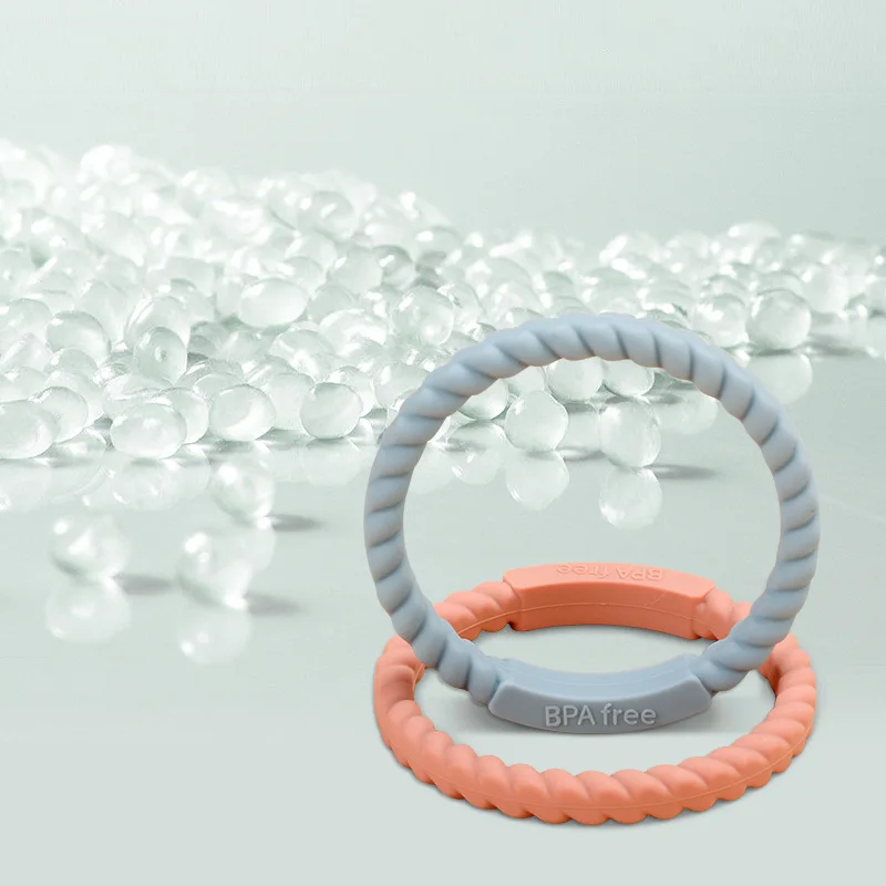 Colorful BPA Free Silicone Boiled In Water Safe Baby Biting Glue Chewing Grinding Stick Dental Gum Bracelet Toy