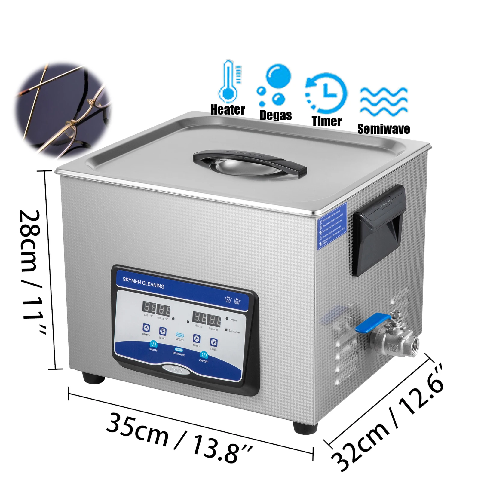 Промышленный ультразвуковой очиститель, ультразвуковая машина с австралийской/американской вилкой, цифровой ультразвуковой очиститель 15 л для чистки протезов