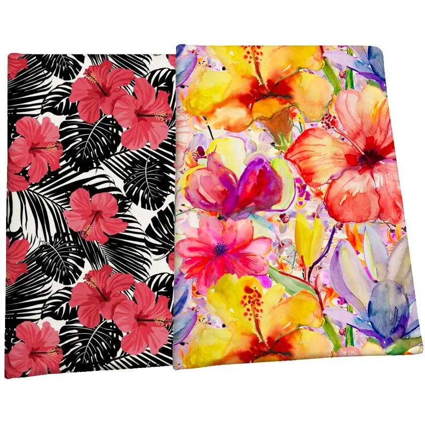 Hot sell vibrant hibiscus flowers customize digital printing cotton and spandex fabric breathable for clothing