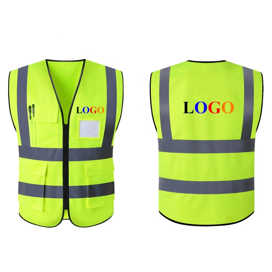 
 Hi-Viz оранжевая сетчатая неоновая желтая Светоотражающая Защитная жилетка 3x из полиэстера с принтом логотипа инженера  