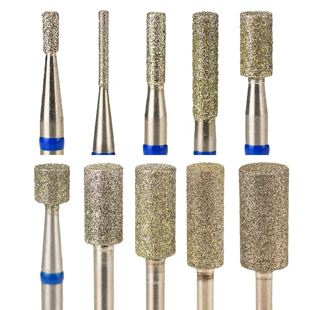 Wholesale Rotary Burrs Grinding Head Tips Electric Filling  Barrel Manicure Clean Diamond Cuticle Nail Drill Bits Russian