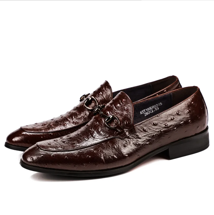 
Мужские деловые туфли, страусиная кожа, английский стиль, Классическая обувь, большие размеры 