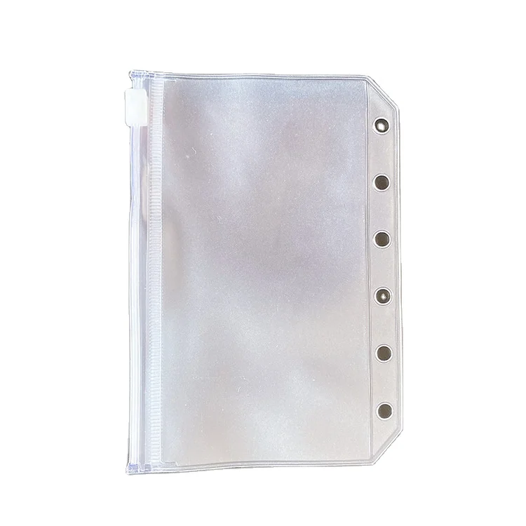 Hot Sale Binder Pocket 6 Holes Loose Leaf Bags A5 A6 A7 Binder Zipper Folders Plastic File Document Bags