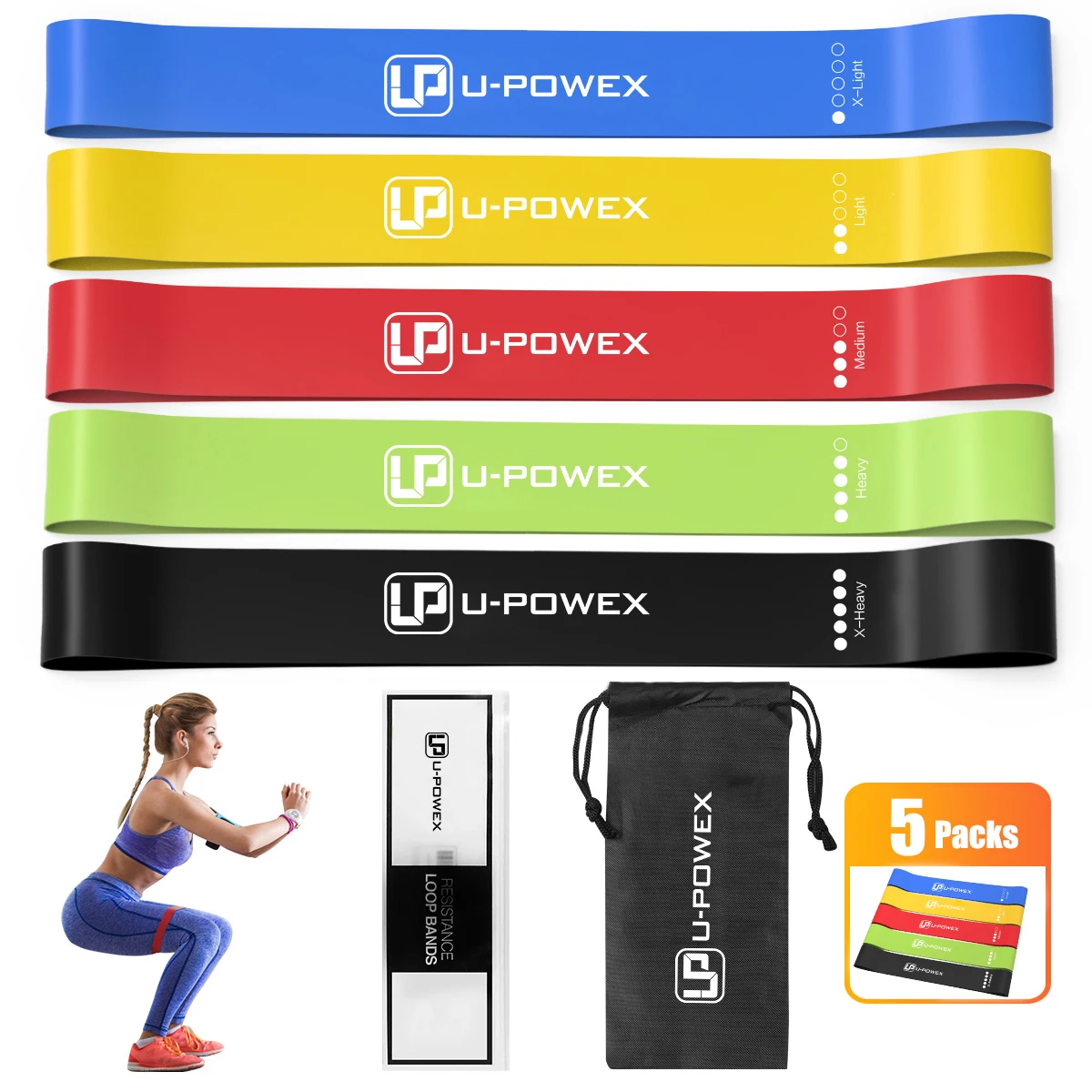 Custom Printed Mini Loop Bands Natural Latex Exercise Resistance Bands Set