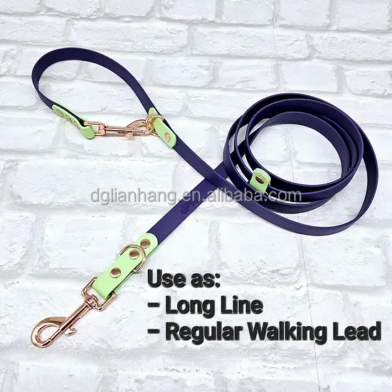 Making it easier to jog hike or walk PVC dog leash with the moveable D-Ring perfectly adjusted for any height and body shape