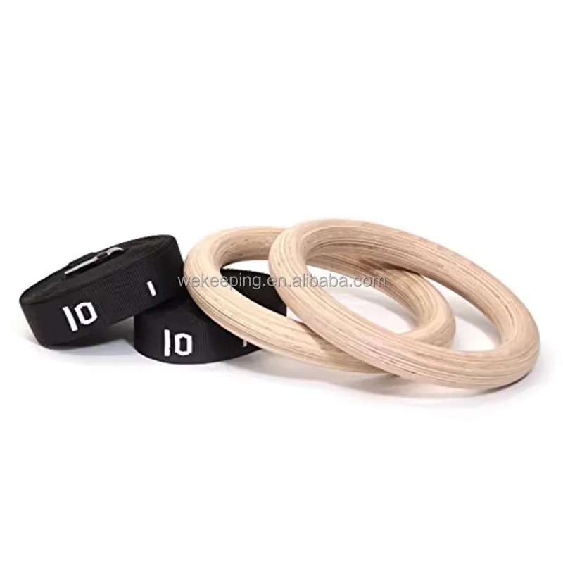 Wholesale Custom Adjustable Non-Slip Straps Wooden Gymnastic Gym Rings