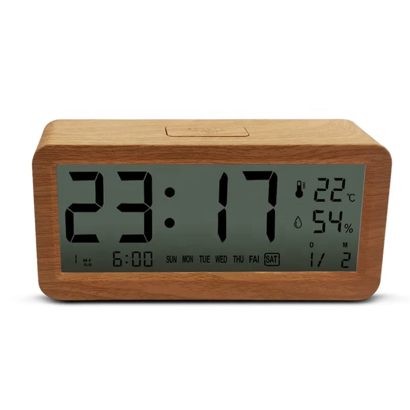 Digital LCD Table Clock Multi-functional Three Alarms Clock Temperature and Humidity Back-light LCD Clock