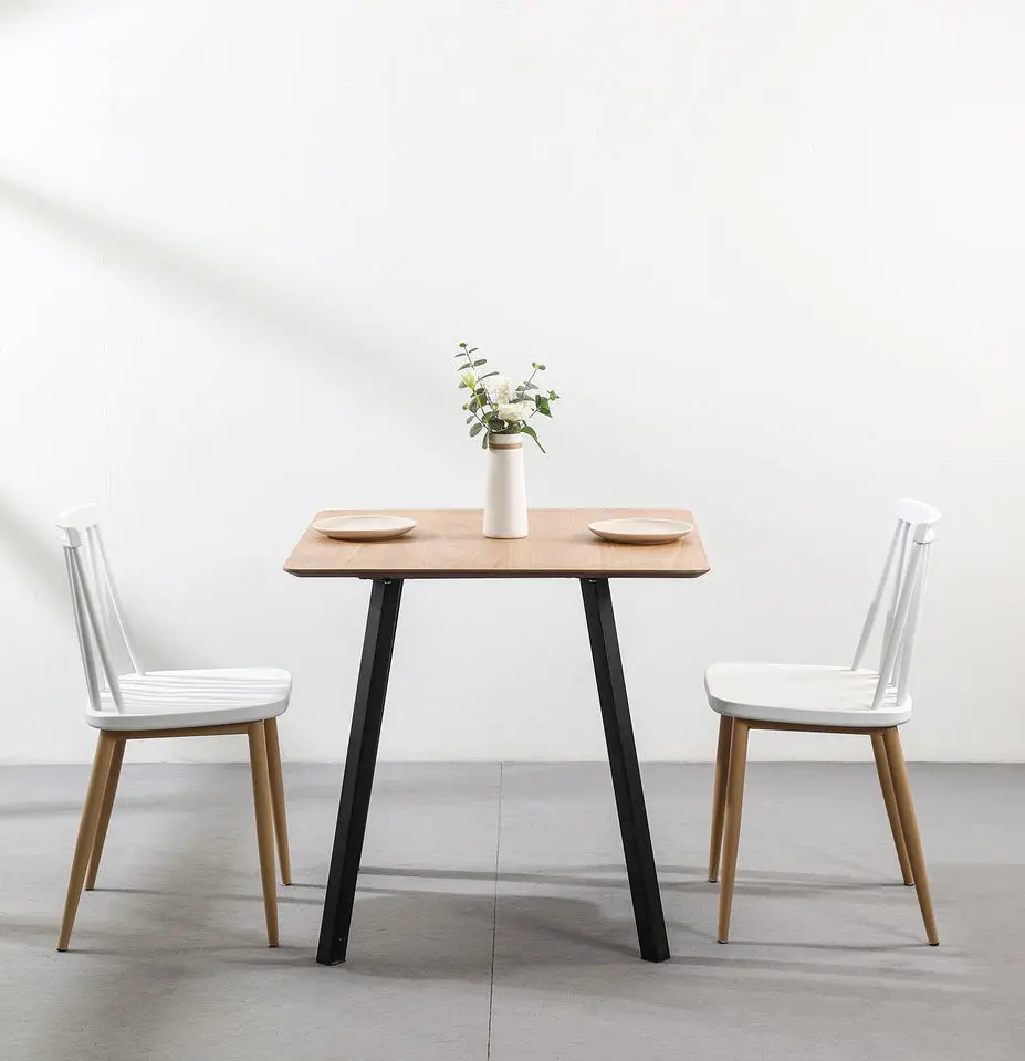 Low Price Wholesale Unique Simple Design Restaurant Dining Set Cheap Wooden MDF Top Metal Legs Dining Table