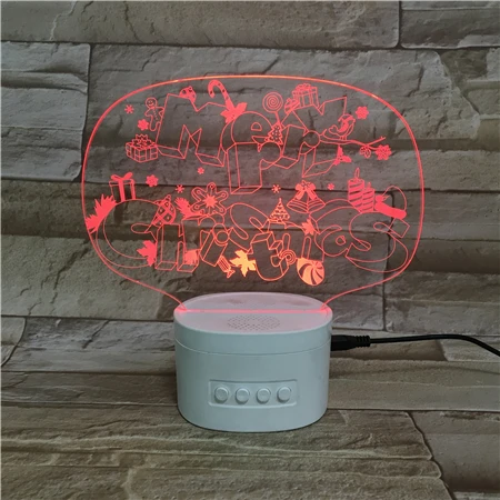 
Newest Acrylic Gifts Rechargeable Wireless Speaker Night Light Lamp Touch Control Merry Christmas 3D LED Night Light 