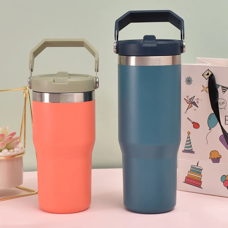 Leak Proof 20oz 30oz Double Wall Stainless Steel Vacuum Insulated Travel Tumbler with Screw Straw Lid