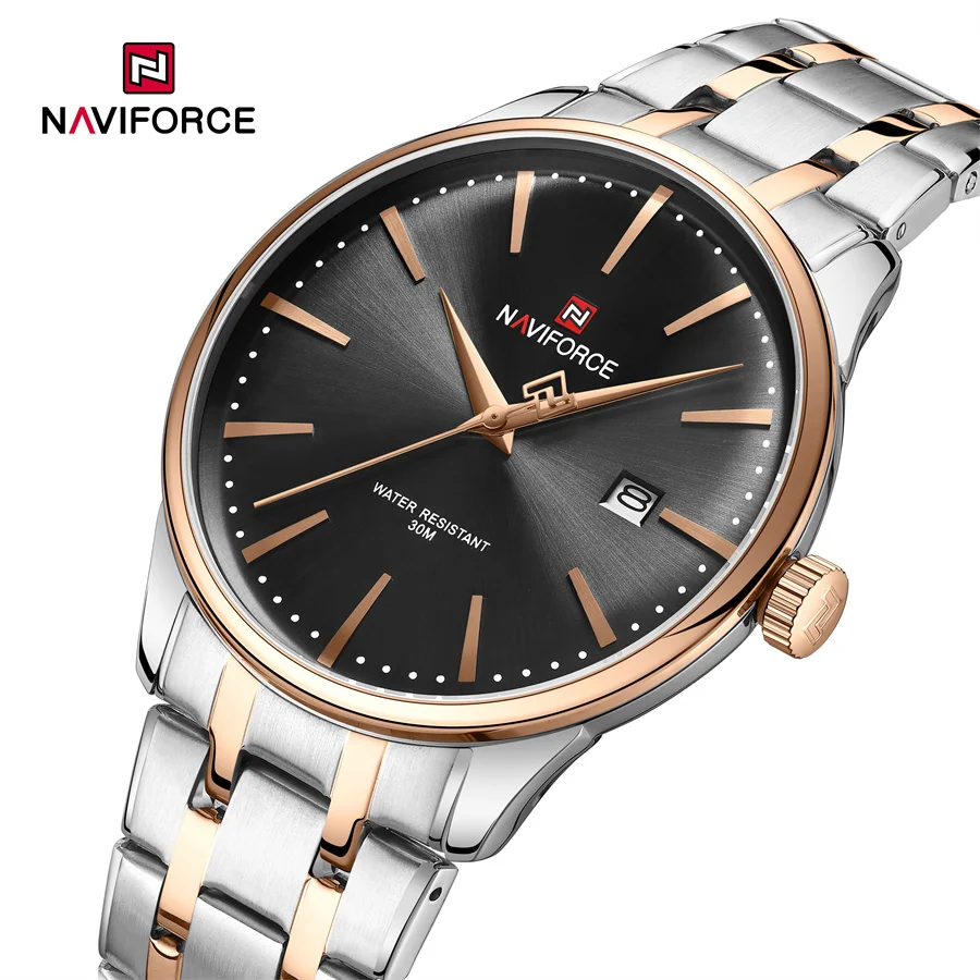NAVIFORCE 9230 SBRG Factory  Big Dial Stainless Steel Band Watch For men Quartz Sport Waterproof Custom Logo Luminous Hands OEM