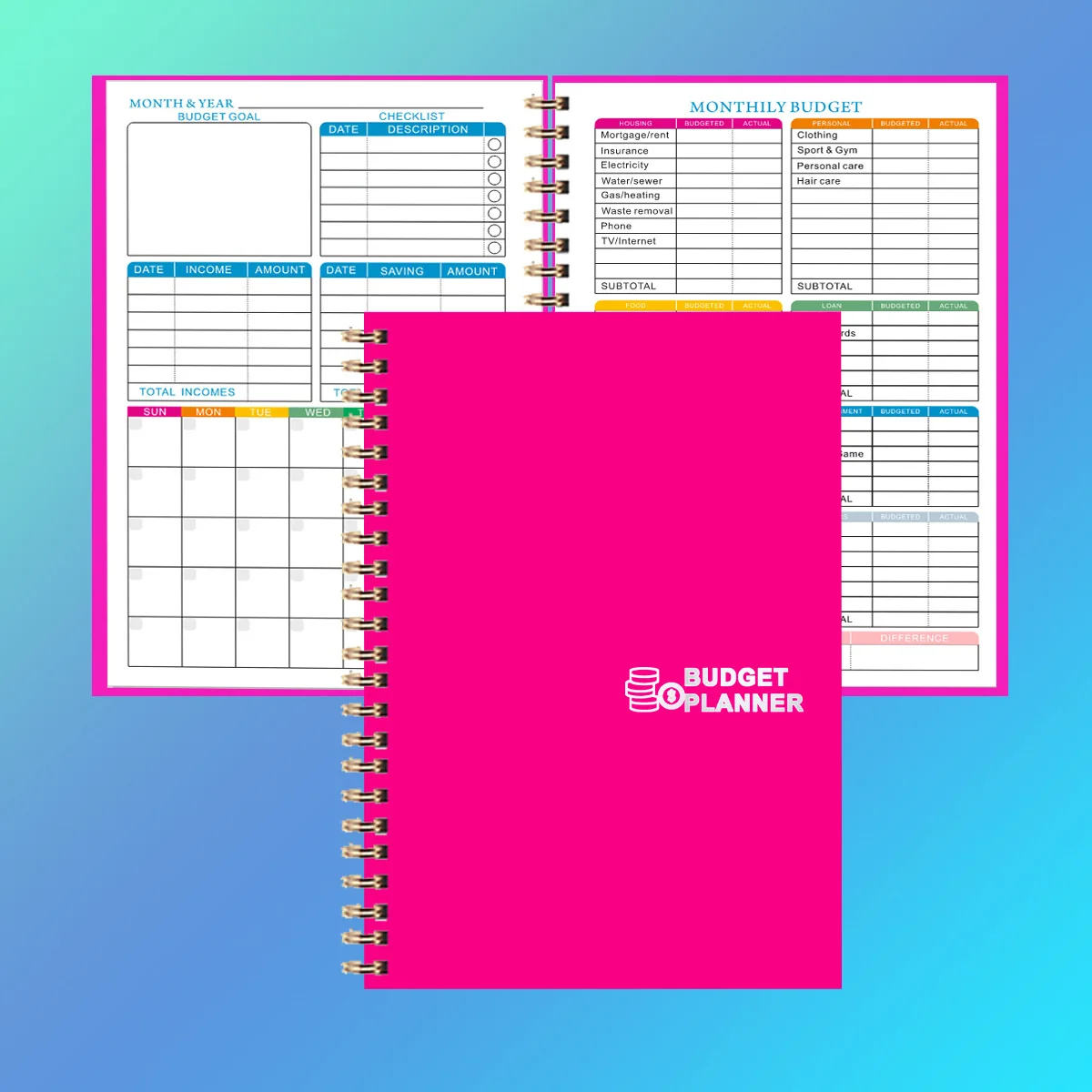 Durable Monthly Budget Planner Cover Featuring PP Film Stamping For Stylish Budgeting And Financial Planning