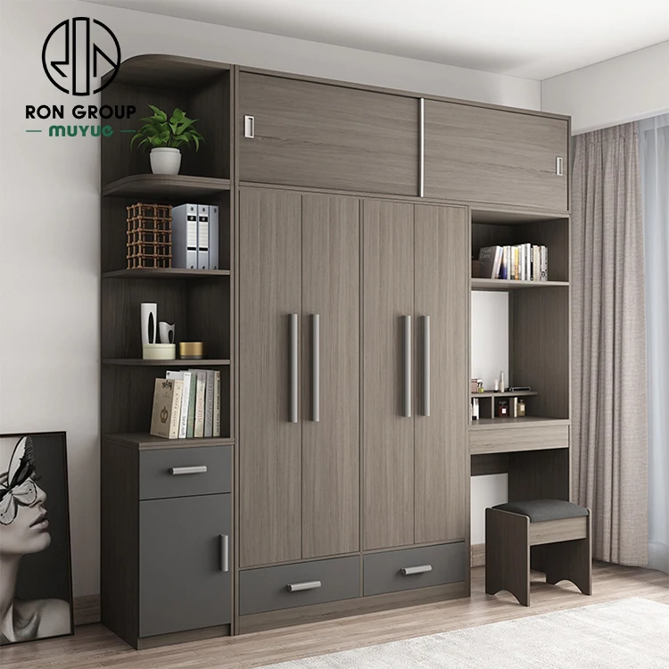 Оптовая продажа низкая цена отель квартира мебель для спальни из твердой древесины ткань туалетный столик 2-дверный платяной шкаф с туалетного столика с зеркалом