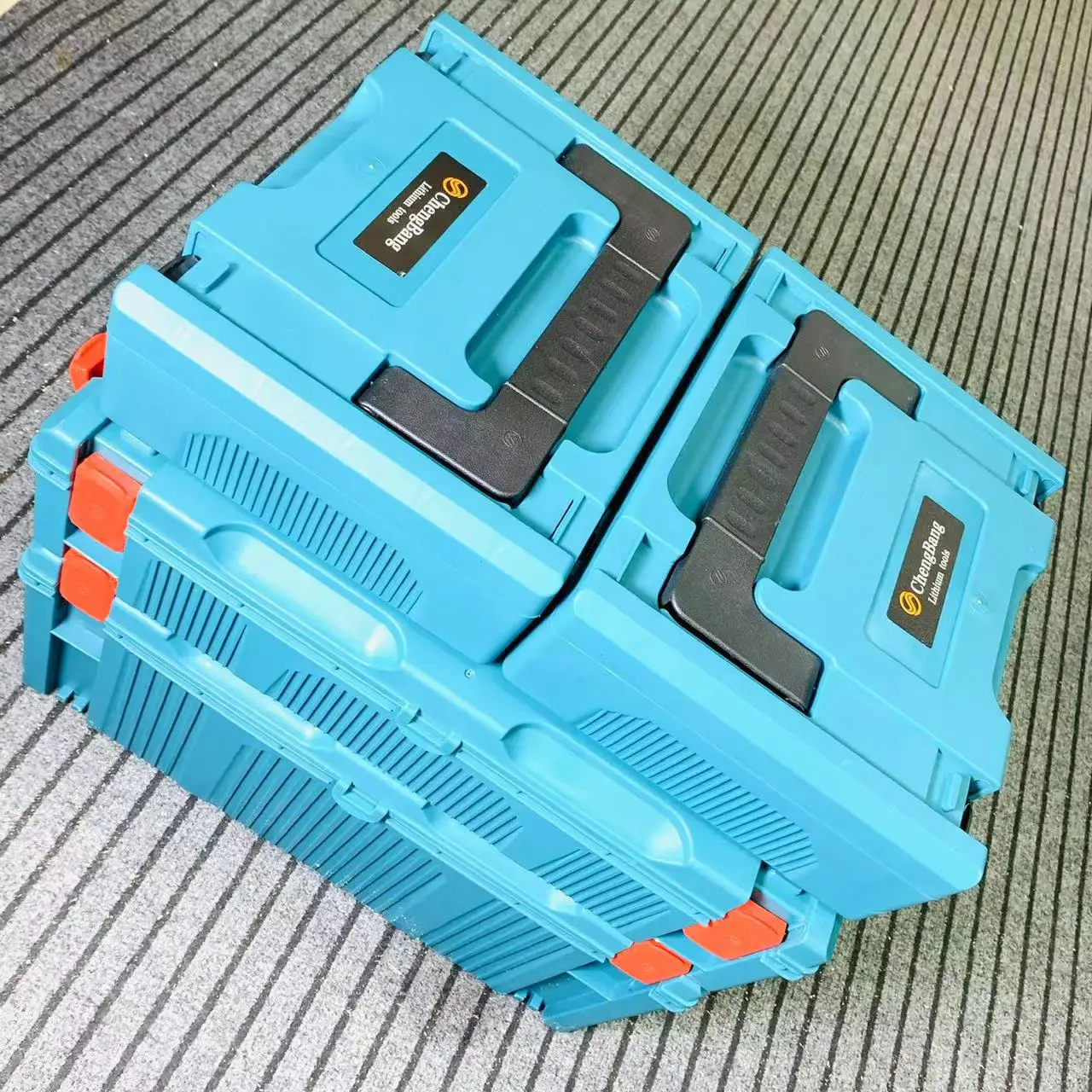 Stack-up Composable Toolbox For Power Tools Combined Laminated Tool Box Hand Tool Storage Box Set Blow Mold Case Plastic Blue