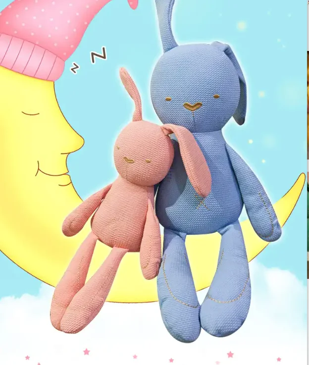 Custom soft skin colorful cute baby plush stuffed toy dolls with long ear