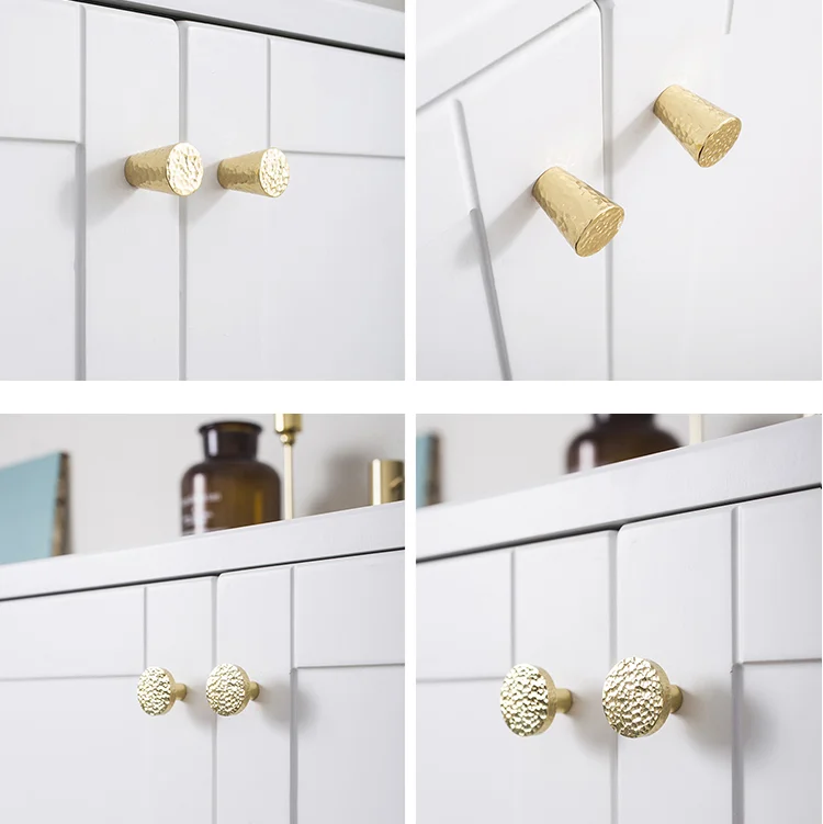 Чистая твердая латунная круглая кованая мебельная выдвижная ручка