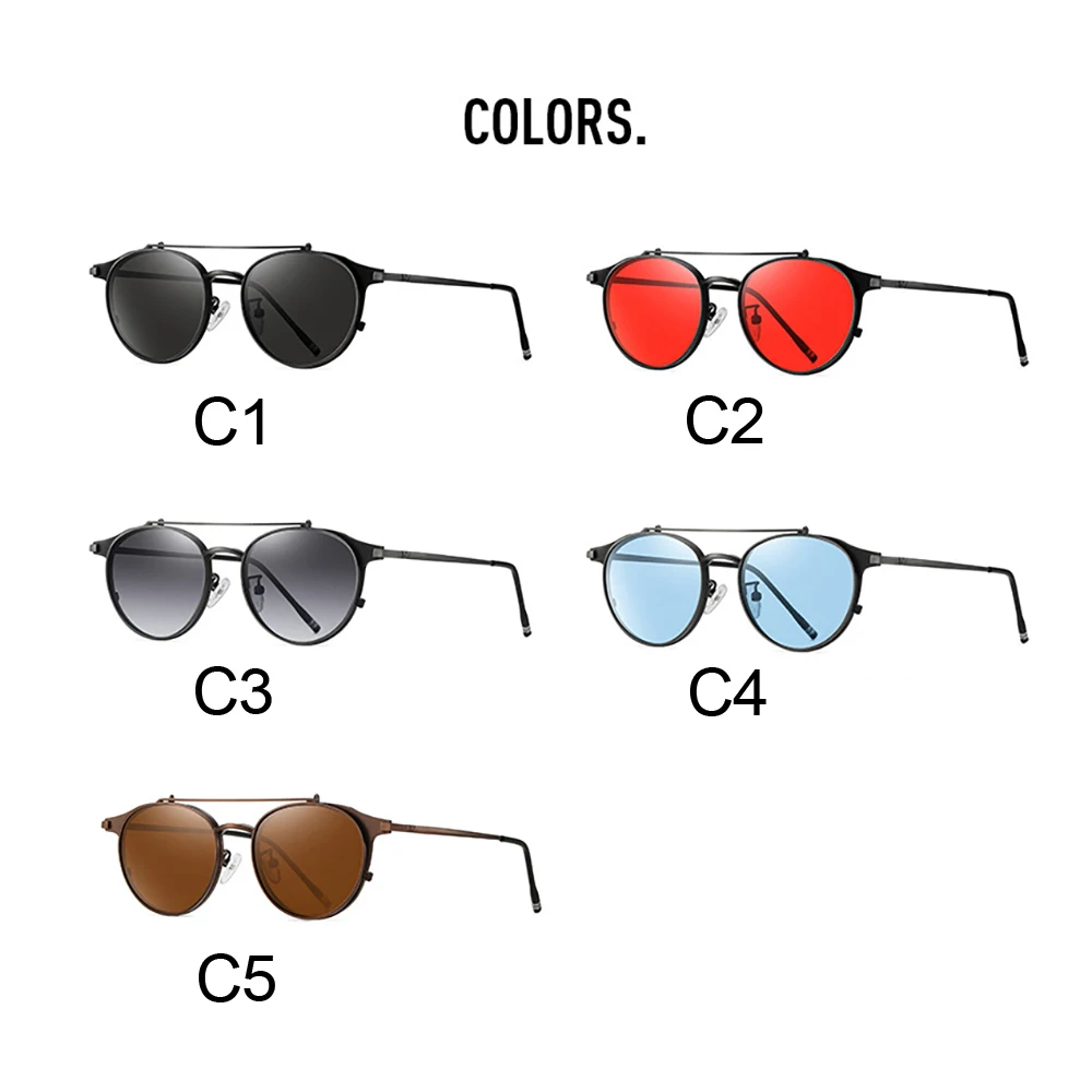 Retro Classic Polarized High Def PC Frame Sunglasses Women Men UV400 Custom logo Sun Glasses Round Metal Sunglasses