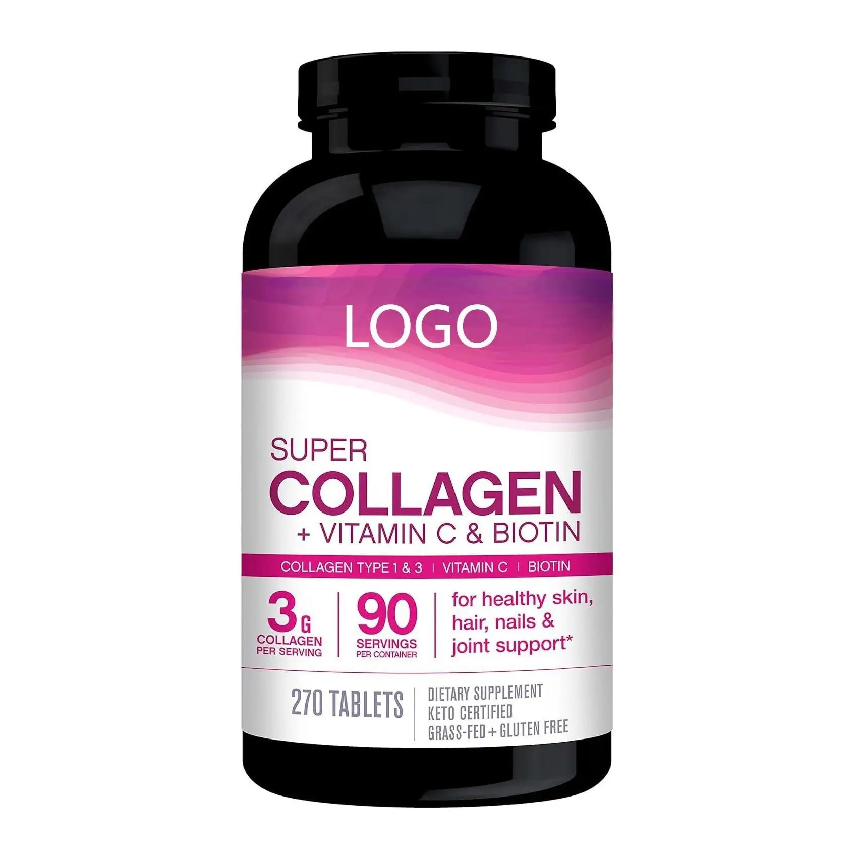 Collagen tablets, containing vitamin C and biotin, skin, hair, and nail supplements, containing antioxidants,270 tablets,anti