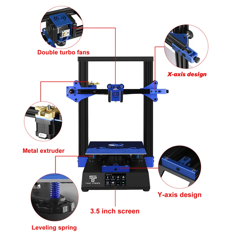 Два дерева BLU-3 V2 дома 3d печати impressora 3d нити немой привод для рабочего стола, 3D принтер