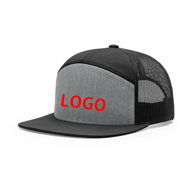 In Stock Wholesale 7-panel Hat Breathable Sun-proof Net Outdoor Flat Brim Snapback Richardson 168 Mesh Truck Hat Cap